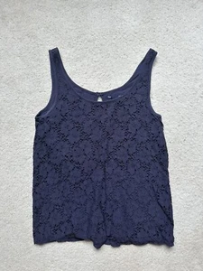 Gap Navy Lace Sleeveless Tank Top Size Small - Picture 1 of 9