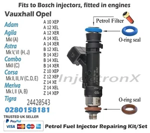 Fuel Injector Service Kit O-Ring 0280158181 Vauxhall Opel 1.0L 1.2L 1.4L engines - Picture 1 of 2