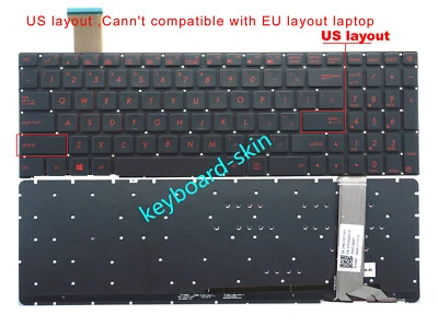 Nuevo Para Portátil ASUS GL752 GL752V GL752VL GL752VW GL752VWM Teclado EE. UU. Retroiluminado Foto 1 de 4
