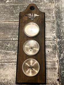 Vintage Wooden Cooper Barometer Thermometer Humidity w/ Eagle 1776 (USA) - Picture 1 of 5