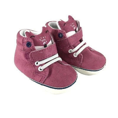 Baby Girls Sneakers Fox Novelty Faux Suede Soft Sole Hook & Loop Purple Size 2 - Image 1 of 4