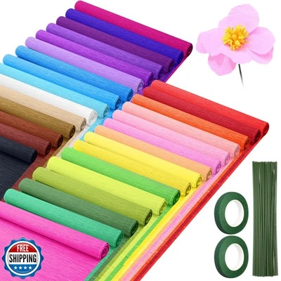 Humyoun 30 Pack Crepe Paper Rolls 16 Inch Wide 8.2ft Long Crepe Paper Flower  - Image 1 of 4