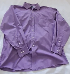 Tommy Hilfiger Men's Long-sleeved Cotton Shirt in Lilac Size 17.5 inch Neck - Picture 1 of 8