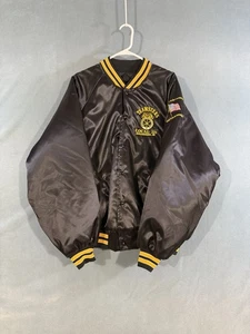 Chaqueta Bomber Vintage Teamsters Union Satén ESCANABA,MI Local 328 Negra 2XL - Imagen 1 de 8