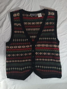 Vtg Erika Classics Fair Isle Sweater Vest Size M Cardigan Women Cottagecore - Picture 1 of 14