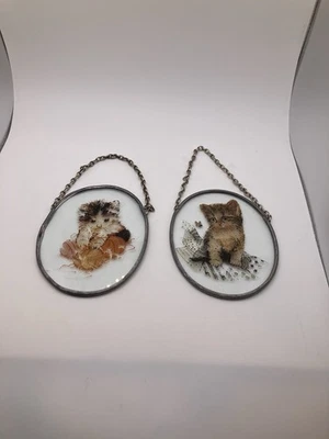 Juego de 2 captadores de sol ovalados vintage de metal para gatos decoración de gatitos ventana Foto 1 de 4