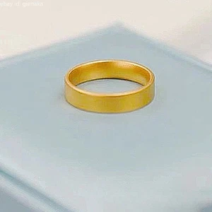 Pure 999 24K Yellow Gold Lucky Wide Rings Men Women Band US Size 4/5/6/7/8/9 - Picture 1 of 9