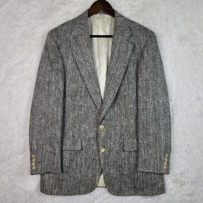 Vtg 40R Chaps By Ralph Lauren Gray British Wool Tweed Blazer Academia Equestrian - Image 1 of 4