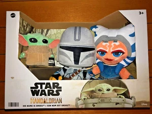 Mattel Star Wars Mandalorianisch Sein Name ist Grogu 8"" Plüschtier Grogu & Ahsoka Tano 3er-Pack - Bild 1 von 4