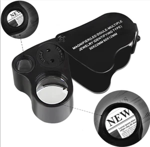 60x 30x Taschenlupe Lupe Vergrößerungsglas Leselupe Juwelierlupe Leuchtlupe LED - Bild 1 von 9