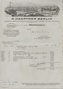BERLIN SOLINGEN, Rechnung 1929, Tiermedizin-Instrumenten-Fabrik H. Hauptner - Bild 1 von 1