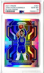 2021-22 Jonathan Kuminga Panini Silver Prizm RC PSA 10 Gem Mint POP 99 Holo #307