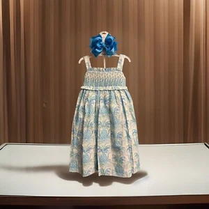 Girls NWT Le Za Me Smocked Dress Long Sundress Back Tie Free Bow 5 - Picture 1 of 10