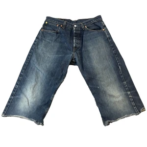Levi's Jeans Shorts Herren W32 Jorts dunkle Waschung blau rot Etikett 100% Baumwolle Knopfleiste - Bild 1 von 13