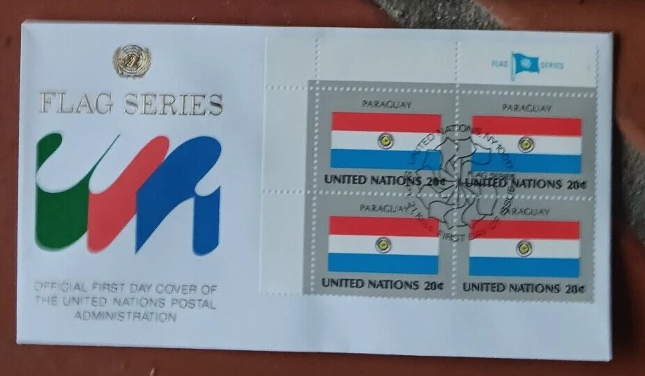 PARAGUAY NATIONAL FLAG 1984 OFFICIAL UNPA CACHET  MI4 BLOCK FDC UNADD - Image 1 of 1
