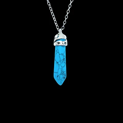 美国卖家六边形柱银绿松石项链玛瑙治疗石脉轮 — 第 1/4 张图片