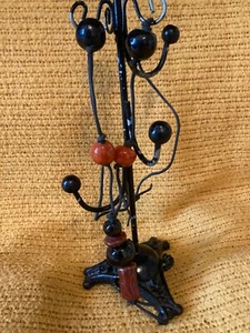 Beaded Cord Statement Tassel Art Necklace, Vintage, 22 in, Mid-Century Modern - Picture 1 of 11