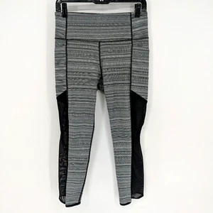 Athleta Jacquard In Town Chaturanga Crop Mesh Panels Leggings Grau Damen Größe M - Bild 1 von 7