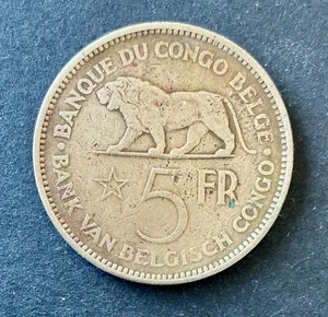 Congo Belge - Léopold III - Très Jolie Monnaie de 5 Francs 1936 - Lion - Picture 1 of 2
