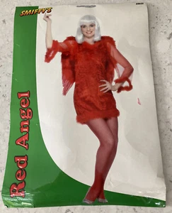 Red Angel Costume - One Size - Velour Dress with Halo   FREE POSTAGE - Picture 1 of 1