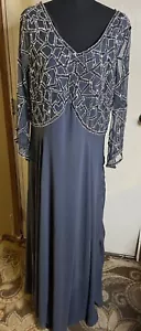 JKara Damen grau langes fließendes festliches Kleid Größe 16 - Bild 1 von 15