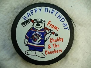ECHL Charlotte Checkers Happy Birthday Chubby Checkers Hockey Puck Collect Pucks - Picture 1 of 2