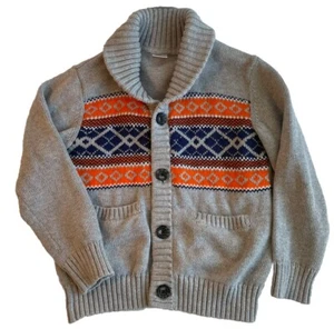Gymboree Size 5/6 Gray Orange Blue Stripe Button Shawl Collar Grandpa Cardigan - Picture 1 of 7