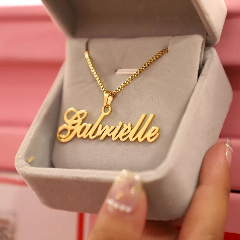 Personalized Custom Name Necklace Box Chain Butterfly Pendant Women Gold Jewelry - Image 1 of 4
