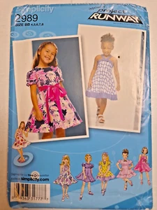 Dress Girls 4 5 6 7 8 Simplicity 2989 Sewing Pattern Project Runway Summer Party - Picture 1 of 8