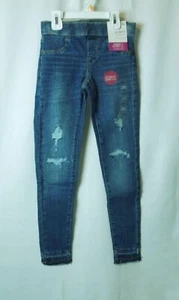 Girls SO Raw Edge Hem Medium Blue Distressed Ultimate Jeggings Size 8 - Picture 1 of 6