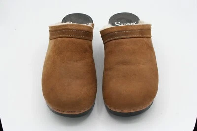 Zuecos Sven 40 Nubuck Sherpa Beige Tostado Hecho en EE. UU. Informales Suecia Cómodos Cálidos Foto 1 de 4