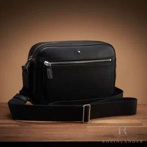 Montblanc Leather Goods Soft Grain Messenger Bag Small Black Zipper - Picture 1 of 4