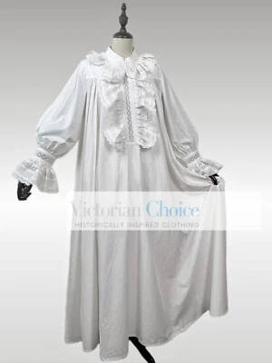 Camisón Victoriano Eduardiano Vintage Algodón Blanco Hasta el Tobillo SD003 Foto 1 de 4
