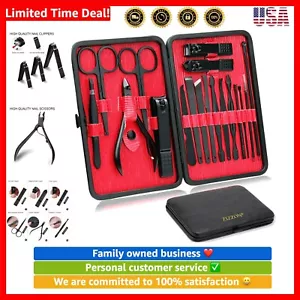 Luxury 18-Piece Nail Grooming Set in Chic Travel Case - Perfect for Gifting - Picture 1 of 9