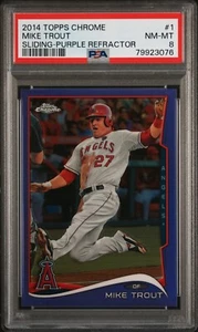 2014 Topps Chrome PURPLE Refractor #1 Mike Trout PSA 8 NM-MT Los Angeles Angels - Picture 1 of 1