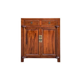 Oriental Chinese 2 Drawers Wood Pattern Brown Credenza Console Cabinet ws3981 - Picture 1 of 11