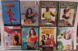 NEW 8 workout DVD lot Turbo Jam Billy's Bootcamp Biggest Loser Jillian Michaels - Imagen 1 de 9