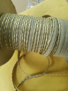 5 Yards Flache Kordel mit 3/8" Lippe Metallic Gold Hellbraun Polster Nähen Borte Paspel - Bild 1 von 4
