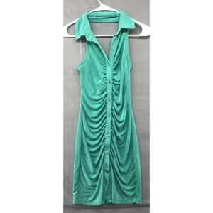 New Rue21 Blueish Green Halter Button Up Dress Young Adult Large Women Summer - Picture 1 of 13