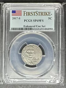 2017-S Satin Jefferson Nickel First Strike PCGS SP-69 FS, Buy 3 Items Get $5 Off - Picture 1 of 2