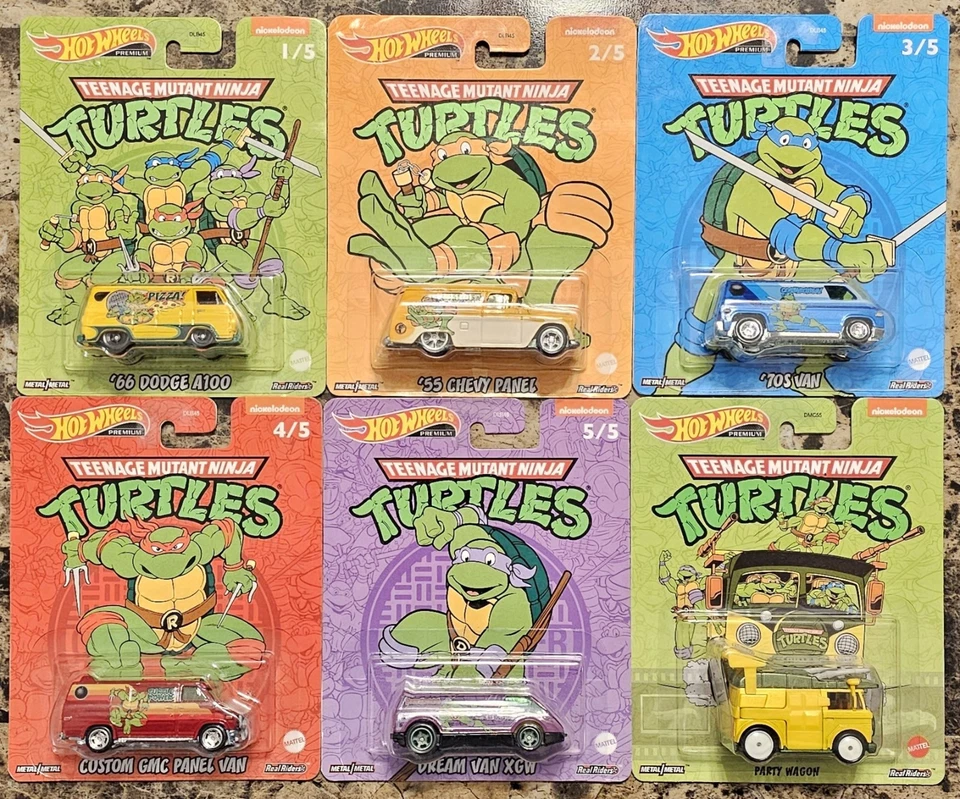 Набор Hot Wheels Premium 2022 Nickelodeon Teenage Mutant Ninja Turtles Real Riders - Изображение 1 из 4