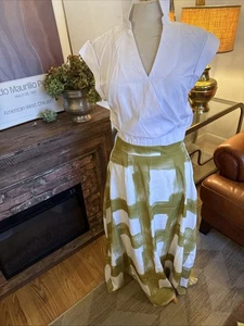 Set gonna classica con tasca stampa pennellata con camicetta bianca nuova gialla media - Foto 1 di 9