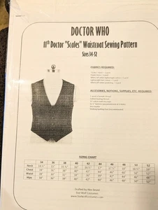 11th Doctor "Scales" Waistcoat Sewing Pattern (Doctor Who Cosplay Pattern) - Picture 1 of 1