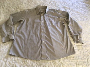 Roundtree Yorke Gold Label Mens Shirt Size 17(35) Button Up Long Sleeve Gray/Whi - Picture 1 of 5