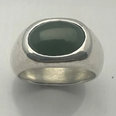 MJG 纯银男式戒指。 14 x 10 毫米 OVAL 正品玉米。 尺寸 10。 18 克 — 第 1/4 张图片