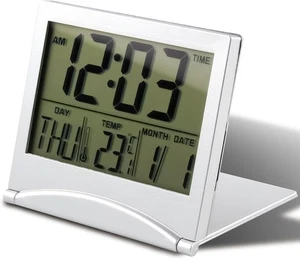 LANAFAY Foldable Desk Alarm, Digital Travel Clock with LCD Display, Compact...  - Picture 1 of 7