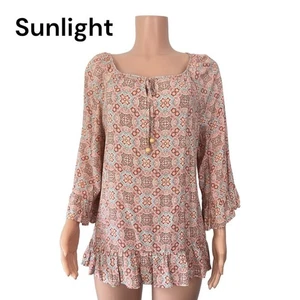 Westport 1962 Damen Gr. XL Boho Bluse mit Blumenmuster und Rüschensaum & 3/4 Ärmeln - Bild 1 von 14