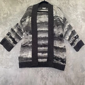 Cardigan maglione donna Caslon grigio a righe aperto davanti maglia media M accogliente - Foto 1 di 9