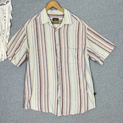 Braintree Hemp Shirt Mens XXL Multicoloured Striped Button Up Short Sleeve - Image 1 of 4