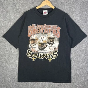 Vintage New Orleans Saints Shirt Mens Large Black 90s Football NFL Glover Weary - Picture 1 of 7